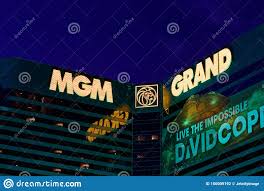 Mgm Grand Hotel Exterior With A Banner For David Copperfield