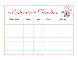 78 Particular Medication Tracker Chart