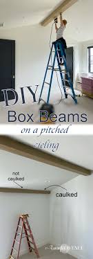 diy box beams pitched ceiling