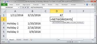 workdays between two dates in excel