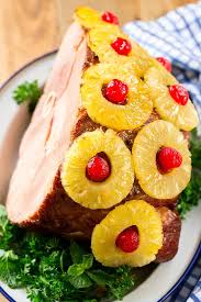 ham with pineapple and cherries