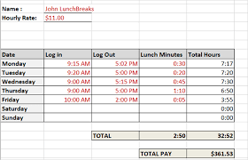 Timecard With Lunch Magdalene Project Org