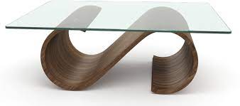 Curved Wood Coffee Table With Glass Top