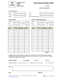 Wholesale Order Form Template Create Your Own For Free