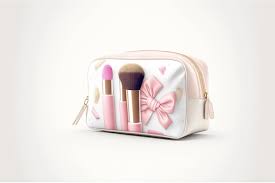 cute cosmetic bag with powder lipstick