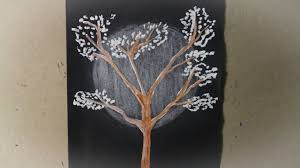 Puntillismo pintura dibujos manualidades creatividad diy. Dibujo De Un Arbol Y La Luna Sobre Papel Negro Drawing A Tree And The Moon On Black Paper Youtube