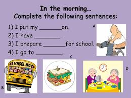 Complete the sentences with the words below. Daily Programme In The Morning When Do You Usually Wake Up I Usually Wake Up At O Clock When Do You Usually Get Up I Usually Get Up At Ppt