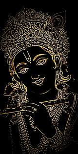 Krishna, art, black, flute, lines, lord ...