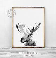 Black And White Wall Art Moose