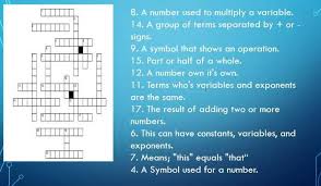 Crossword Puzzle Linear Equations