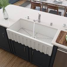 Brown kitchen sink drop in 36 white farmhouse. Alfi Brand Smooth Farmhouse Apron Fireclay 36 In Single Basin Kitchen Sink In White Ab3618hs W The Home Depot