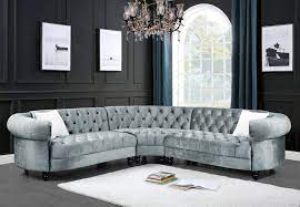 3 pcs gray velvet sectional sofa oc