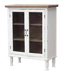 retro wood floor cabinet with 2 glass