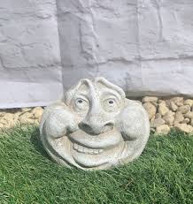 Stone Happy Face Garden Ornament Garden