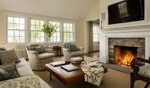 Fireplace Stone Surround Family Room