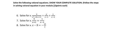 Solve The Following Rational Equations