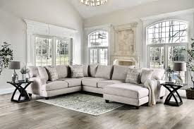 Grey Linen Like Fabric Sectional Sofa
