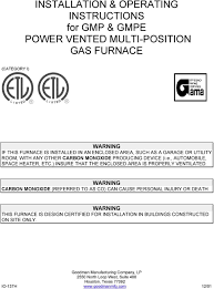 Installation Operating Instructions For Gmp Gmpe Power