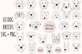 dog breed svg bundle outline face art