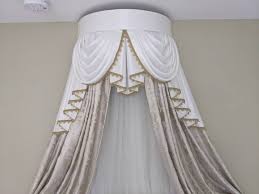 Bed Crown Canopy With Jacquard Curtains