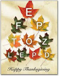 Eye Care Chart Leaves Thanksgiving 4 Up Laser Card