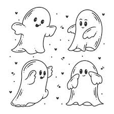 hand drawn halloween cute ghost doodle