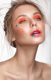 art makeup and flowers beauty face
