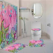 Pink Blue Mermaid Bathroom Shower