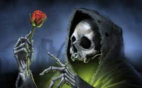 Download Goth Grim Reaper With Rose Wallpaper | Wallpapers.com