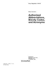 Authorized Abbreviations Brevity Codes And Acronyms