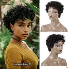 Shop cheap human hair wigs with the best wig dealer at juliahair.com today! I Envy Short Bob Curly Wigs With Bangs Brazilian Human Hair Wigs Black Women Natural 6 Non Remy Bouncy Curly Wig Free Shipping Full Machine Wigs Aliexpress