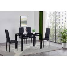 Kitchen Tempered Glass Dining Table Set