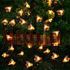 Us 5 18 47 Off Solar Powered Cute Honey Bee Led String Light 20 Leds Fairy Light Outdoor Garden Fence Patio Christmas Garland Lights On Aliexpress