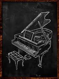 grand piano drawing on blackboard