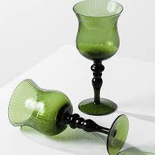 Vintage Wine Cup Glass Green