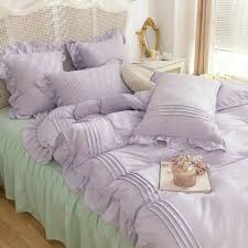 Korean Purple Bedding Set Bedspread For