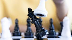 Businesswoman Holding Chess To Take Down Opposing Players Stock Photo -  Image of king, group: 220298480
