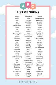 list of nouns pdf excel plain text