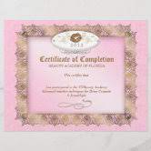 completion diploma beauty pink