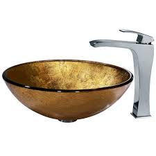Liquid Gold Glass Vessel Sink And
