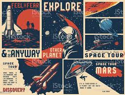 Vintage Universe Posters Collection Stock Illustration - Download Image Now - Astronaut, UFO, Poster - iStock