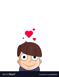 cute cartoon boy with love emotions