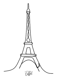 Single One Line Drawing Of Eiffel Tower