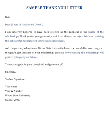 scholarship thank you letter exles