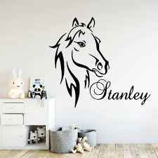 Artistic Horse Wall Sticker Custom Name