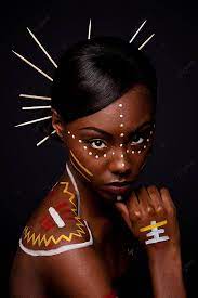 tribal beauty woman with makeup white