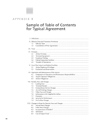 The guidelines and rules are very similar to appendix apa, but there some differences. Appendix B Sample Of Table Of Contents For Typical Agreement Airport Airline Agreements Practices And Characteristics The National Academies Press