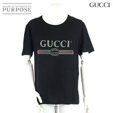 Gucci Gucci T Shirt Tops Cut And Sew Old Logo Cotton Pattern Black Small Size Men