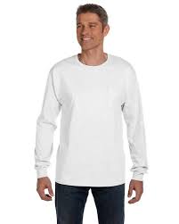 Hanes 5596 Tagless Long Sleeve Pocket T Shirt