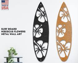 Surf Board Flower Art Hibiscus Wall